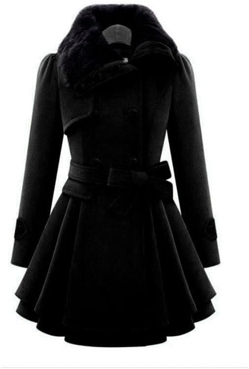 La mejor comparación de Abrigos para Mujer - los preferidos. 44 Abrigos de Invierno para Mujer, Abrigos de lana Largos y Delgados con Solapa, Abrigos de lana Cruzados, Chaquetas Cortavientos (negro,Mediano)