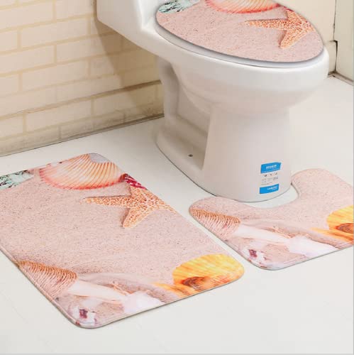 Badematten Set 3 teilig,Toilettenmatte Set,3er Badgarnitur Badezimmer Matte Set Dusch Bade Matte Vorleger Teppich 3D…
