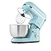 KLARSTEIN Bella Elegance - Robot pâtisserie, pétrin à pain 1300W / 1,7CV, 6 vitesses avec fonction pulse, système mélangeur, bol en inox 5L, 3 accessoires, verrouillage de sécurité - Bleu pastel