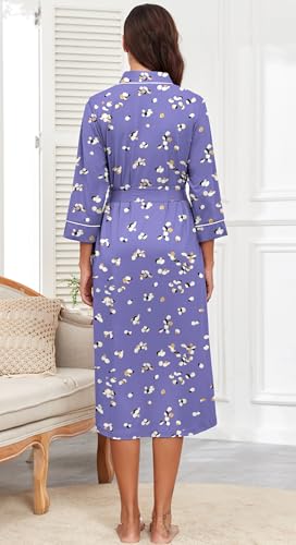 Image of PrinStory Womens Robe Long Knit Bathrobe Lightweight Soft Robes Ladies Bath Robe