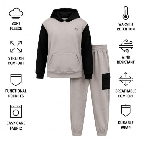 RBX Boys 2 Piece Fleece Sweatsuit, Pullover Hoodie Sweatshirt & Jogger Set