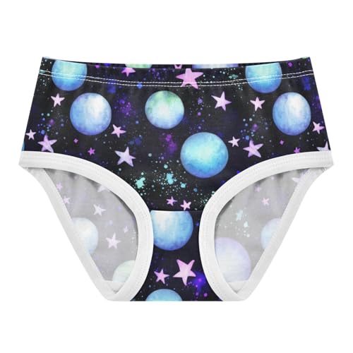 Joisal Personalized Toddler Girls Underwear 2t Cotton Cute Panties Girl Black Blue Planets Stars Space Briefs Kids Undies