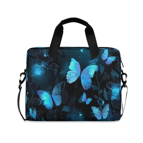 Maletín para laptop con diseño mariposas azul miniatura 1
