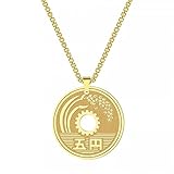 BRURS Halskette Anhänger Schmuck Yen Lucky Japanische Münze Halskette Frauen Runde Kreis Schmuck Mode Halskette Geburtstag Weihnachtsgeburtstagsgeschenke