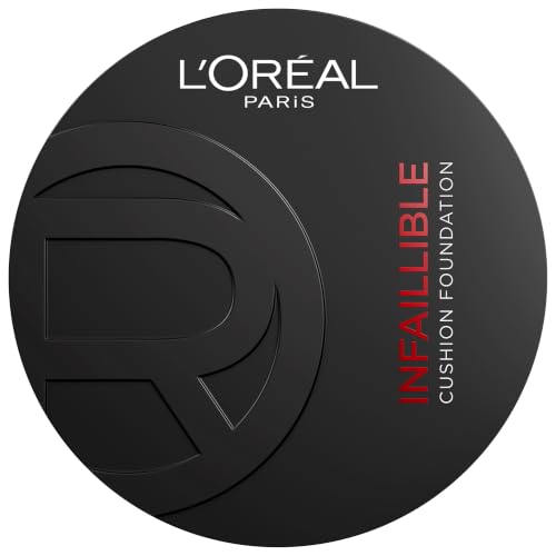 LOréal Paris Infaillible Fresh Wear Cushion Foundation 24H Halt mit atmungsaktiver flüssiger Formel schwerelose Deckkraft natürliches Finish inklusive Applikator und Spiegel Farbe N100 11g