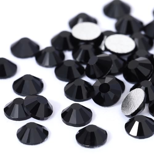 Image of Novani Rhinestones 3000Pcs Flatback Crystal Round Loose Gemstones Glass Rhinestones for Crafts Makeup Nail Art Clothes Shoes DIY Decorations(SS10, 2.7-2.9mm,Black)