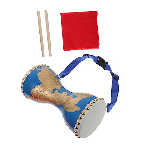 SUPVOX Traditional Chinese Waist Drum 12/14cm Hand Drum Adjustable Strap for Fitness Square Dance Boys and Girls