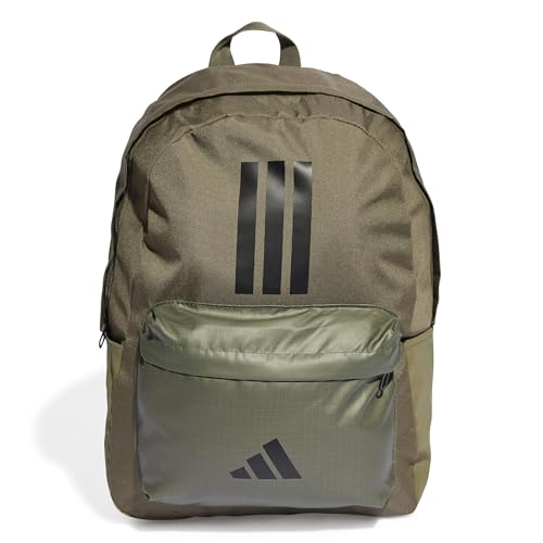 adidas Unisex Classic Three Stripes Backpack Back to School, Olive strata/Black, One Size