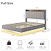 IDEALHOUSE Full Floating Bed Frame with LED Lights & Charging Station, Upholstered Platform Bed with Storage Headboard, Wood Slats Support, No Box Spring Needed, Easy to Assemble, Grey