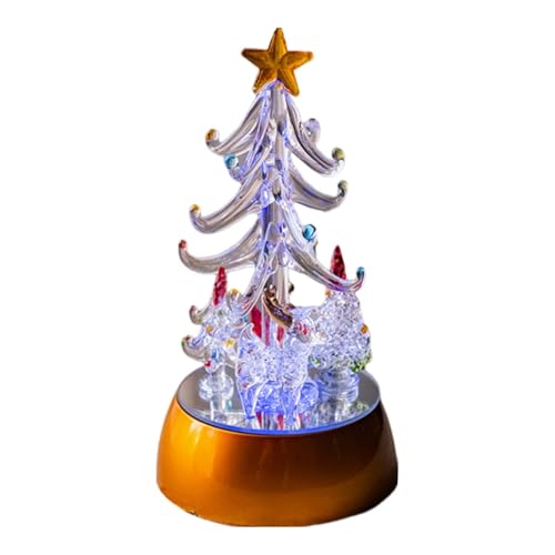 Arbre de Noël en verre éclairé avec panneaux décoratifs pour table YRYRYW