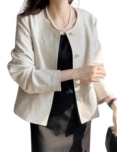 IDEALSANXUN Womens Linen Jackets Spring Summer Lightweight Linen