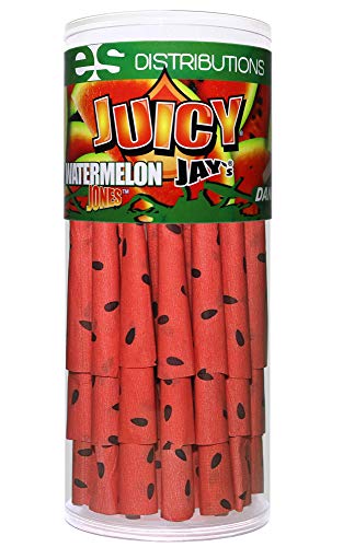 Juicy Jay Watermelon Flavored Cones | 36 Total Cones | Pre-Rolled Flavored Cones Ready to Smoke with 12 Additional Reusable Dank 7 Tips
