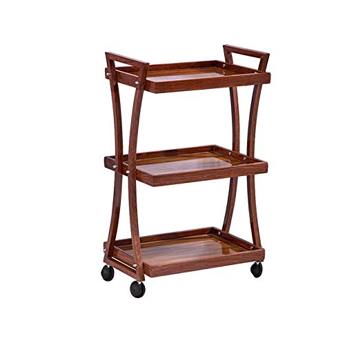 AMZOPDGS Bdesign Servierwagen, Regale aus Massivholz mit Rad, Weinwagen, Teewagen, Speisewagen, Barregal, Küchenschreibtisch Cover