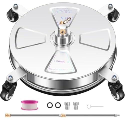 16.5" Pressure Washer Surface Cleaner with 4 Wheels - Stainless Steel Surface Cleaner for Pressure Washer Attachment for Concrete, Patio, Sidewalk, Deck, Driveways and Daily Washing - PWS 16