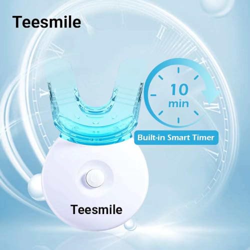 Image of Teesmile Teeth Whitening Kit, Featuring an LED Light for Quick Results. This Non-Sensitive Formula whitens Teeth in just 10 Minutes, gels to Effectively Combat Stains from Coffee Smoking Wine soda