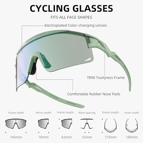 ROCKBROS Photochromic Glasses UV Protection Cycling Glasses Against Wind Bike Glasses and Sand Sports Goggles for Men Women by ROCKBROS - Image 2