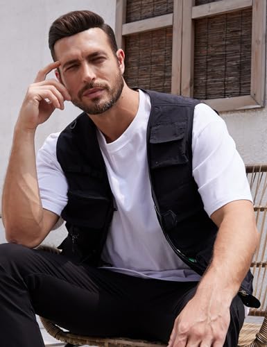 Image of Yimoon Men's Utility Fishing Vest Summer Lightweight Safari Travel Cargo Vest Outdoor Work Vests Multi Pockets
