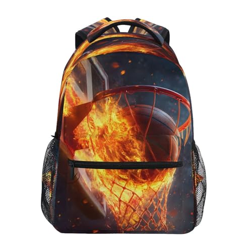 Basketball Shot Fire Backpack for School Boys Girls Adults Kids Bookbag Laptop Bag 18L