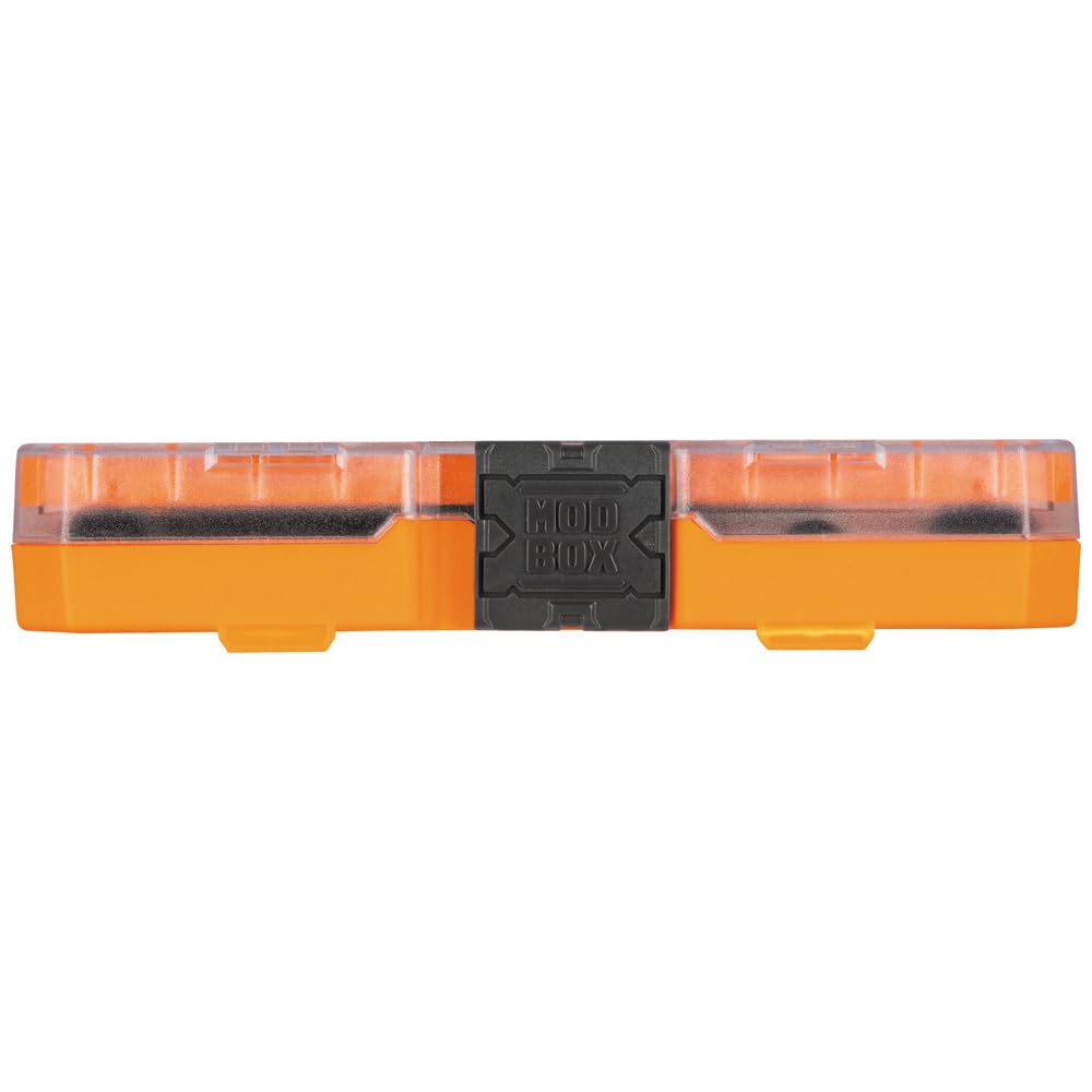 Klein Tools 65242 Zestaw nasadek udarowych KNECT, zestaw wkrętaków zapadkowych, napęd 1/4-calowy, SAE i metryczne gniazda z klapką, 16 rozmiarów sześciokątnych, adaptery, obudowa MODbox
