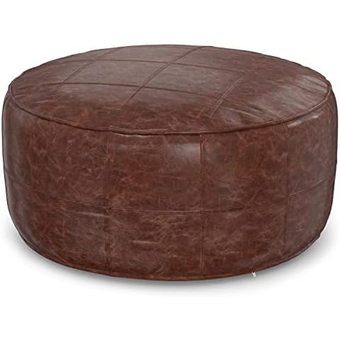 SIMPLIHOME Connor Round Coffee Table Pouf Cover