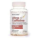 BareLabs Extended Release Caffeine Pills + Caffeine L-Theanine + Focus & Energy Supplement + No Jitters, No Crash + Natural - 120 Capsules