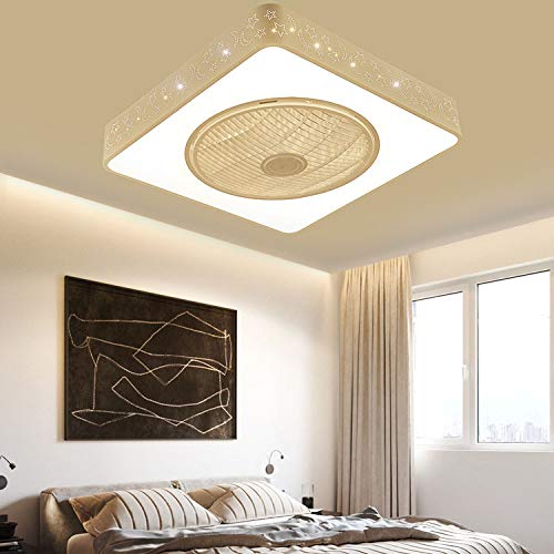 Preisvergleich Produktbild Quadrat Mute Fan Deckenlampe, Intelligente Stilvolle Deckenventilatoren Mit Beleuchtung, 96W Hause Mit Fernbedienung Energiespar Dekoration Funktion Für Schlafzimmer Kche