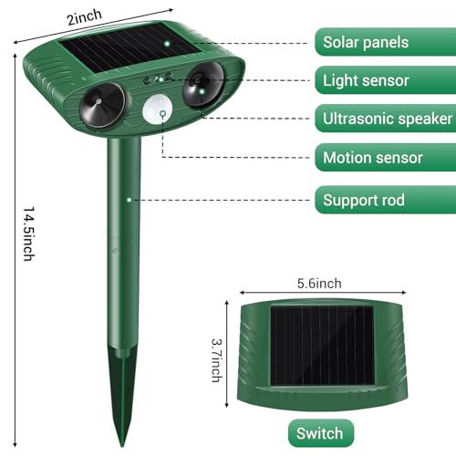 Cat Repellent Outdoor,2 Pack Solar Animal Repeller Ultrasonic Cat Deterrent with PIR Motion Sensor Waterproof Pest Repeller Animal Deterrent for Garden Yard Cats, Dogs,Skunks,Raccoon Birds Squirrels - Image 3