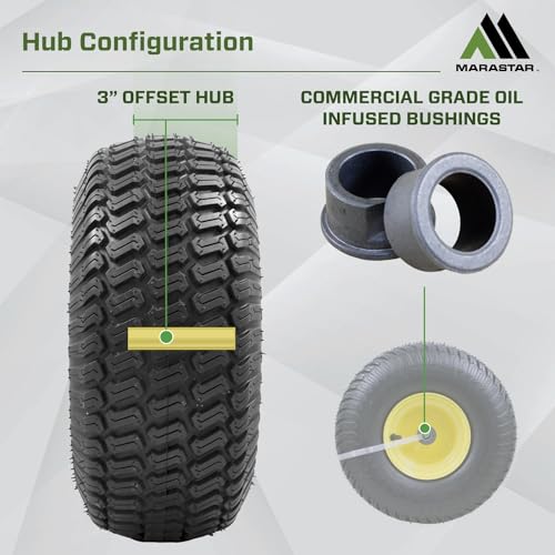 MARASTAR 21426 15x6.00-6 Tire and Wheel Assembly, Replacement Riding Lawn Mower Front Tire Compatible with 100 and 300 Series John Deere Riding Mowers