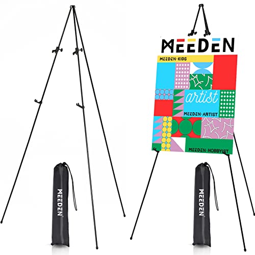 Meeden 2-Pack Steel Folding Tripod Display Easel -63'' Tall Adjustable Instant Easel Display Stand With Bag For Signs, Presentations, Posters & Art Displays, Holds 5 Lbs #TOP14