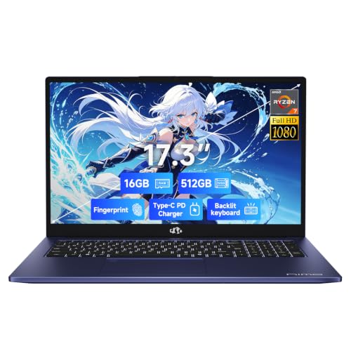 NIMO 17.3" FHD IPS AI Laptop, AMD Ryzen 7 7735HS(8-Core, Beats i7-12650H)