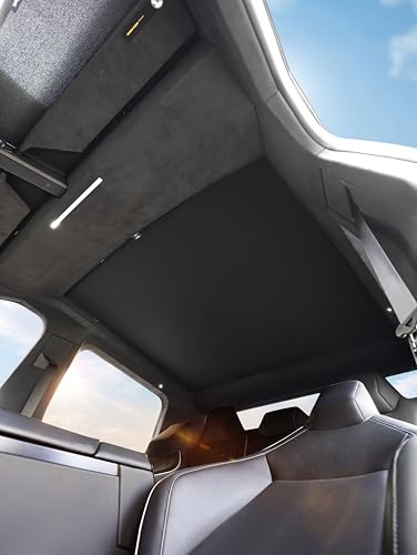 2025 Upgraded Tesla Cybertruck Sunshade Roof Foldable Glass Sun Shade Nano Ice-Crystal Cooling UV Block No-Gap Heat Insulation Custom Fit Cybertruck Interior Accessories for 2023-2025