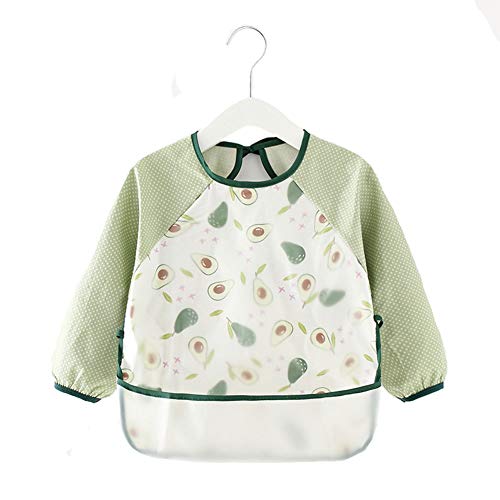 Visyaa Abwaschbare Lätzchen Wasserdicht Ärmellätzchen Babylätzchen Kleinkinder Schürze mit Vodertasche Cartoon Muster Cover