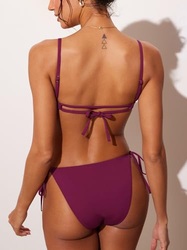 Image of DOBREVA Women's One Piece Swimsuit Strappy Backless Bathing Suit Cut Out Lined Scoop Neck Adjustable Straps Swimwear