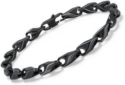 Men's Stainless Steel Link Chain Bracelet: Waterproof Black Wheat Link Bracelets Men,Metal Cable Handchain Safety Clasp,Stacking Layer Hip Hop Jewelry,Unique Birthday Gift,Boyfriend Husband Son,8.26in