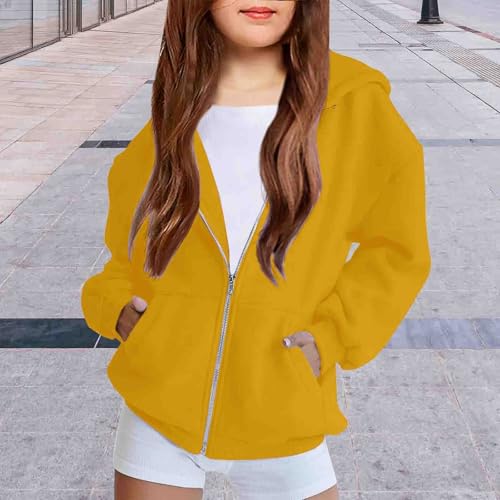sfdgfhyf Girls Casual Zipper up Sweatshirts Fleece Zip Up Hoodies Stylish Fall Cropped Pullovers Fleece Teen4