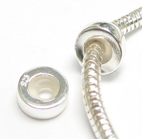 Sterling Silver Focal Round Stopper with Rubber Bead for European Charm Bracelets2