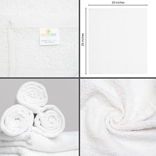 Gold Textiles 12 Pack White Economy Cotton Blend 15X25 Inches Basic Hand Towels- Gym Towels (1 Dozen) #TOP2