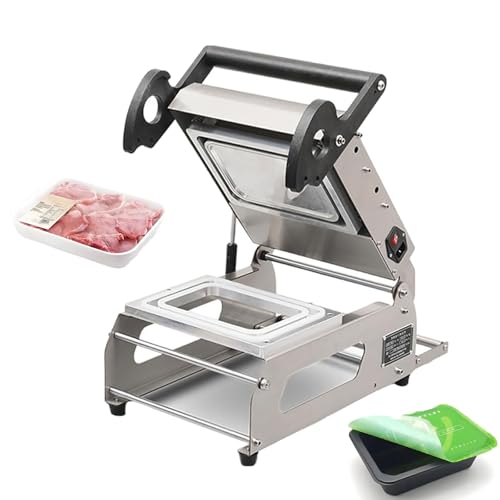 Máquina de sellado térmico para cajas para llevar, embalaje comercial de bandejas de carne, presión manual, ancho de película de rollo de 180 mm para delicatessens y comida para llevar