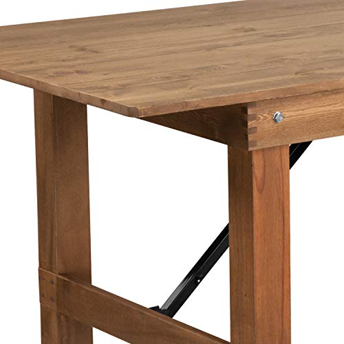 Flash Furniture Hercules Series 7' X 40" Rectangular Antique Rustic Solid Pine Folding Farm Table #TOP4