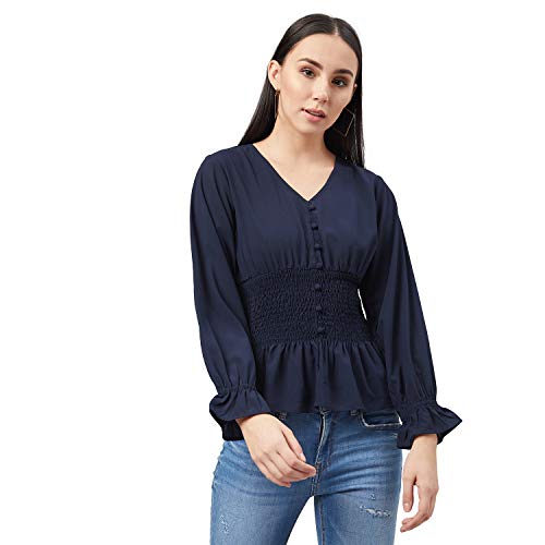 Image of Carlton London Women's Solid Regular Fit Blouse