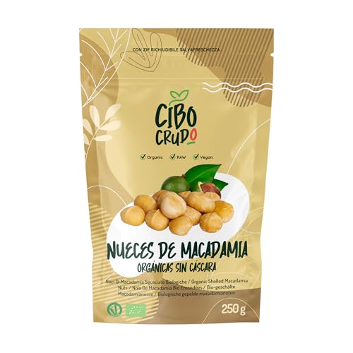 Nueces de Macadamia Enteras Bio - 250g. Nueces sin Cáscara Crudas sin Tostar o Saladas. Ricas en Sales Minerales Fibras y Carbohidratos. Puro y Natural. Macadamia Nuts.
