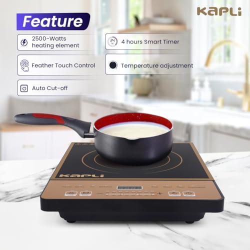 Image of Kapli Infrared Cooktop | 2500 W Radiant Cooktop Touch Panel | PC Body Infrared Cooktop Compatible With All Utensils