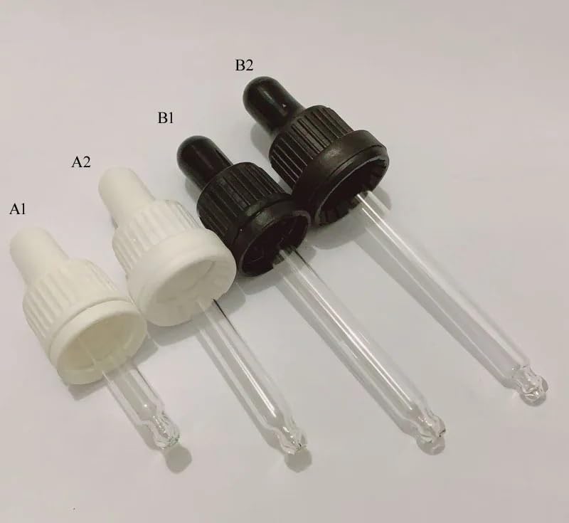 100 sztuk czarno-białych szklanych zakraplaczy 18 mm ze szczelnymi nakrętkami puste akcesoria do dozowania(A2 All White Dropper,30ml)