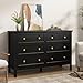 CARPETNAL Black Dresser for Bedroom, 6 Drawer Dresser with Wide Drawer and Metal Handles, Wood Dressers & Chests of Drawers for Hallway, Entryway.