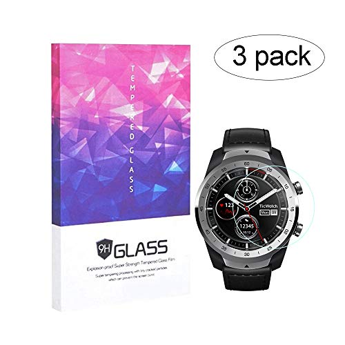 BECEMURU Ticwatch PRO Pellicola Protettiva in Vetro temprato 9H Copertura Completa per Ticwatch PRO Smartwatch (Confezione da 3)