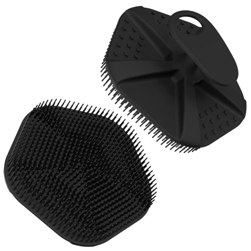 Redfly Silicone Body Scrubber Gentle Exfoliating Shower Scrubber Body Brush with Easy Lathering Bristles Silicone Loofah for Deep Cleaning Bath Brush for Women Men Sensitive Skin Black