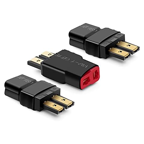 KCRTEK 3PCS Traxxxa Male to Deans Female T-Plug Connector Traxxxx to Deans Adapter Wireless for RC Lipo Battery Cover