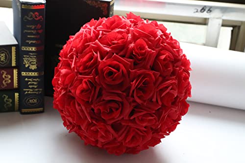 Alabohuke 10 Pack Artificial Flower Ball, 9 Inch Kissing Balls Bouquet Decoration, Wedding Satin Flower Ball For Bridal Wedding Artificial Wedding Party Centerpieces Decorations #TOP6