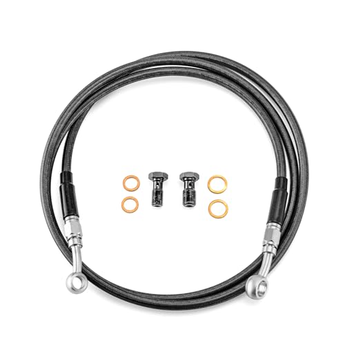 Mofun 68" Extended ABS Upper Hydraulic Front Brake Line Kit For 12"-14" Handlebar Compatible with Harley Touring Road King Street Electra Road Glide 2014-2024 with ABS, Stainless Steel