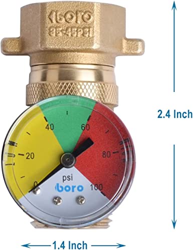 Image of RV Water Pressure Regulation,3 /4 inch Garden Hose Thread, for RV Camper, Hose, Trailer, Setting 35-45 Psi (with Gauge)